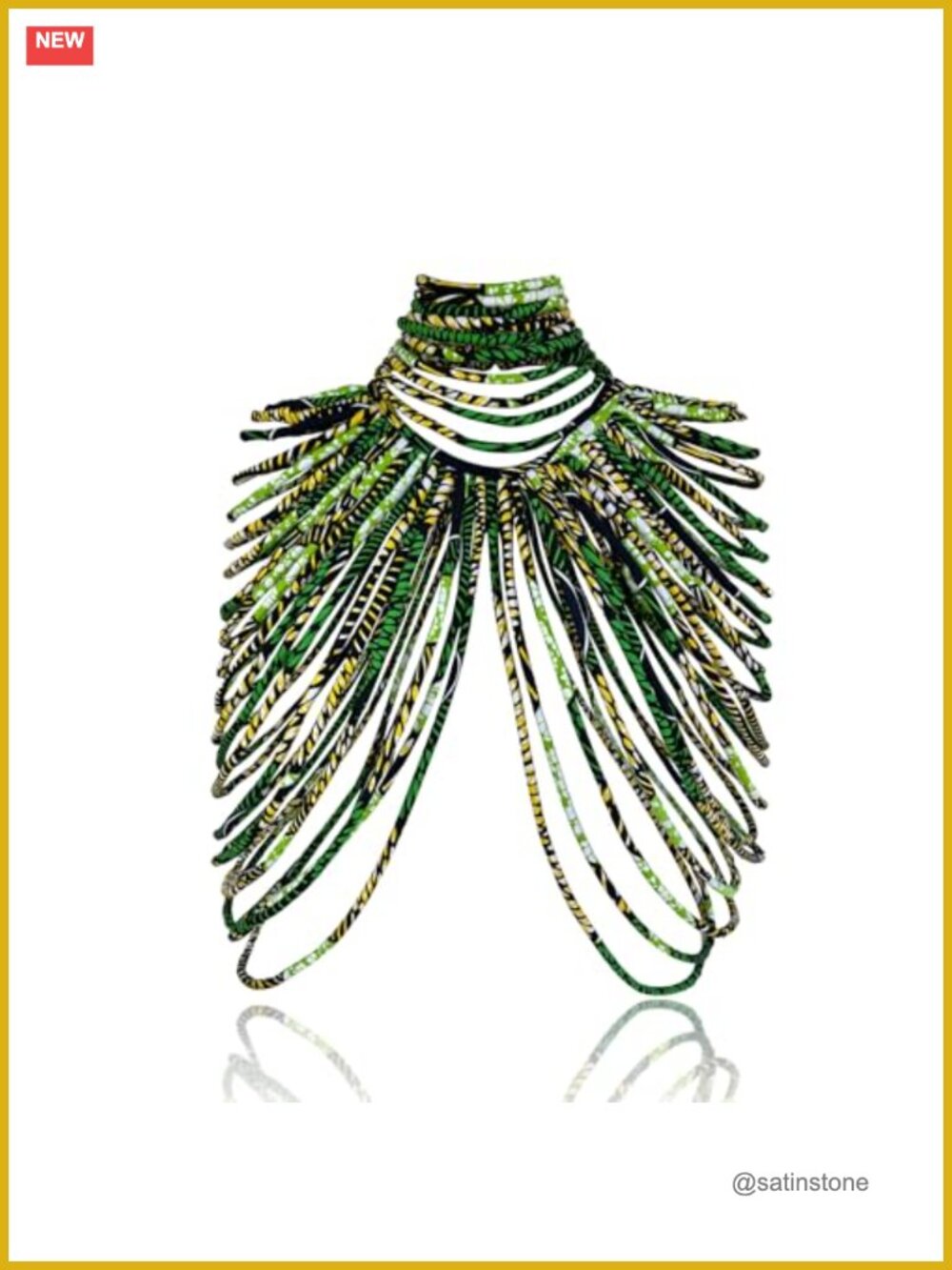 African Ankara Multi-Strand Fabric Shawl Necklace Cotton Handmade Statement